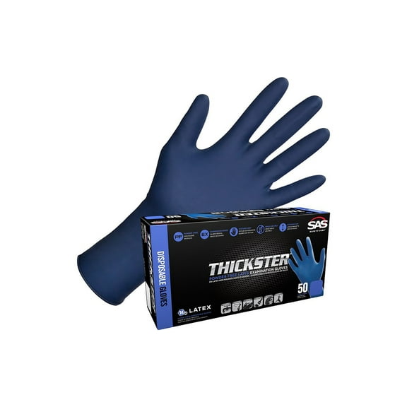 SAS Safety Thickster 6603-20 Powder-Free Latex Exam Gloves, 14 Mil, 12" Extended Cuff, Large, 50/Box