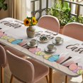 thumbnail image 3 of Happy Easter Table Cloths for 8 Foot Rectangle Tables, Colorful Spring Eggs Beige Wooden Patio Waterproof Elastic Fitted Tablecloths, Washable Rectangular Table Cover for Camping, 3 of 8