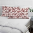 thumbnail image 4 of Farmhouse Red Pillow Covers King, Vintage Flower Leaf Botanical Plant Soft Brushed Microfiber Breathable Throw Pillow Covers, Pillowcase with Zipper for Couch Sofa Bedroom Living Room 20"x36", 4 of 9