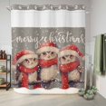 thumbnail image 6 of No Hook Shower Curtain with Built-in Rings - Vintage Merry Christmas Washable Waterproof Fabric Bathroom Curtains for Hotel,Rentals, 72 X 72 Inch Long , Watercolor Snowflakes Owl Red White, 6 of 9