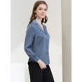 thumbnail image 4 of DARING DIVA Women's Flat Collar Button Down Office Satin Shirt XL Grey Blue, 4 of 6