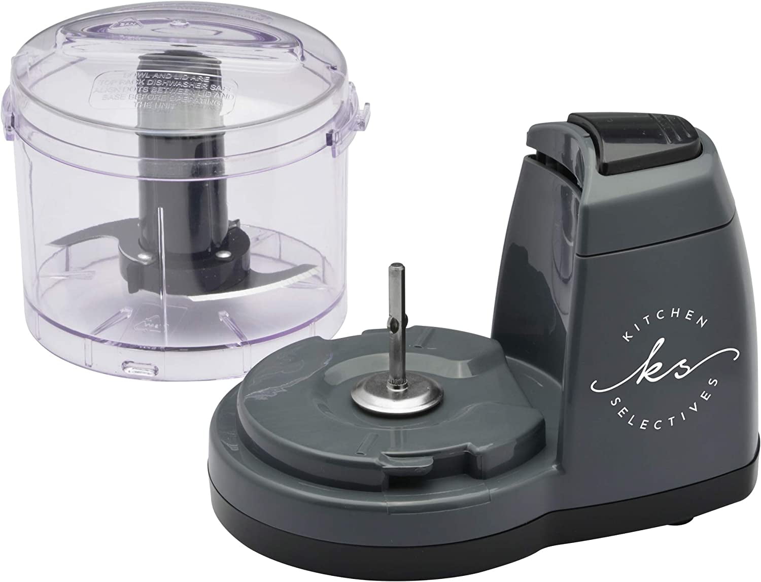 Kitchen Selectives Mini Chopper - Electric Chopper & Cutter for Vegetables & More - Reliable Kitchen Appliance - Mini Food Processor for Onions, Parsley & More - 1 1/2-Cup, Dark Gray