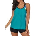 thumbnail image 1 of Blouson Rayé Imprimé à Bretelles T-Back Rehausseur Tankini avec Short pour Femmes, 1 of 6