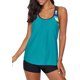 thumbnail image 1 of Top tankini push up con espalda en T y tiras estampadas a rayas para mujer con pantalones cortos Fokelyi WRMH-1201-5, 1 of 6