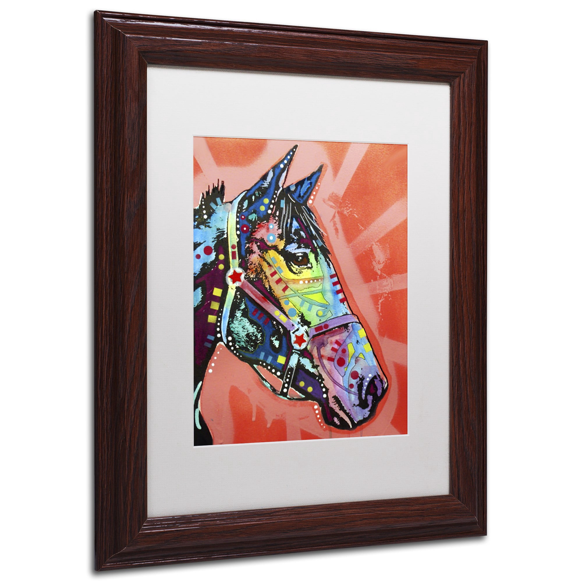 Trademark Fine Art 'WC Horse 3' Canvas Art by Dean Russo, White Matte, Wood Frame