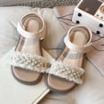 thumbnail image 2 of Gubotare Girl Dress Shoes Girls Summer Dress Sandals Straps Flats Flower Open Toe for Girls Toddler Little Kid Big Kid Size 4 (White,4 Big Kid), 2 of 9