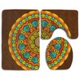 thumbnail image 1 of JSDART Mandala Diamond Painting 3 Piece Bathroom Rugs Set Bath Rug Contour Mat and Toilet Lid Cover, 1 of 2