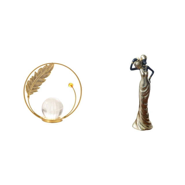 Figura decorativa de bola de cristal de metal, ideal para escritorio, dormitorio, sala de estar u oficina. Incluye una estatua decorativa de una dama