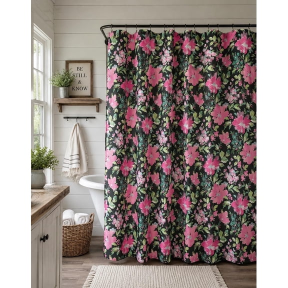 Serafina Home Floral Fabric Shower Curtain, 70" x 72"