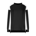 thumbnail image 3 of Color Block Sweatshirts for Women Oversized Loose Long Sleeve Waffle Knit Top High Low Hem Crewneck Pullover (M, Black), 3 of 7