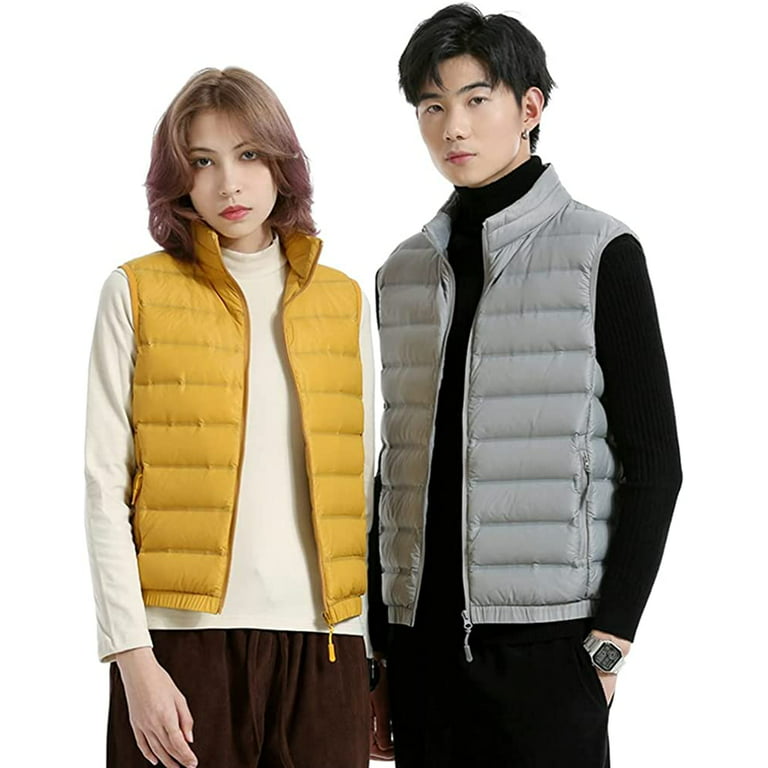 PIKADINGNIS Women Men Stand-Up Collar Vest Sleeveless Warm Down Puff Gilet  Vests Winter Trendy Lightweight Jackets