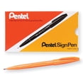 thumbnail image 1 of Pentel Sign Pen, marcador de punta de fibra, tinta naranja, caja de 12 (S520-F), 1 of 5