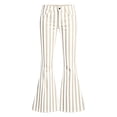 thumbnail image 4 of XAOFW Girls Back To School Flared Pants Elastic Waist Slim Fit Striped Wide Leg Trousers Uniform Pants For Girls Kids Versatile Bottom 5-6 Years, 4 of 6
