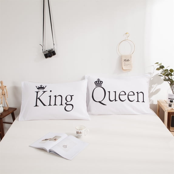 Move Over Couple Pillowcases Queen White Black Pillow Cover Letters Patter Microfiber Pillow Case 2 Pack