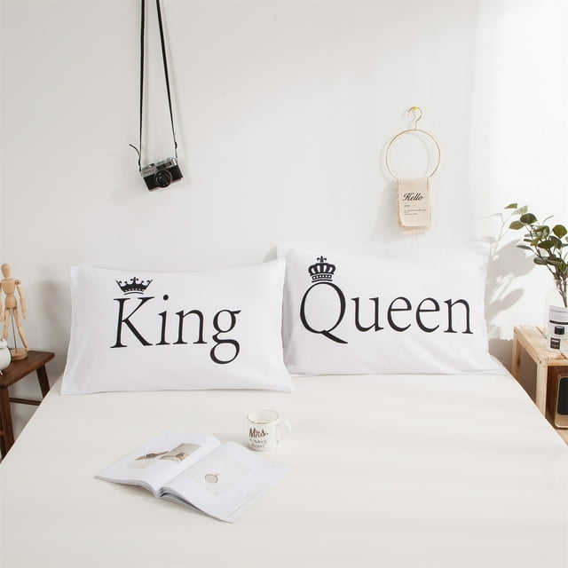 Move Over Couple Pillowcases King White Black Pillow Cover Letters Patter Microfiber Pillow Case 2 Pack