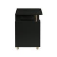 thumbnail image 6 of 56.75" W Elegant Executive Desk with 3 Drawers and Storage Cabinet, Modern Office Desk with Gold Accents, Floating Work Surface, Closed Storage with Ventilation & Adjustable Shelf, Black & Gold, 6 of 11