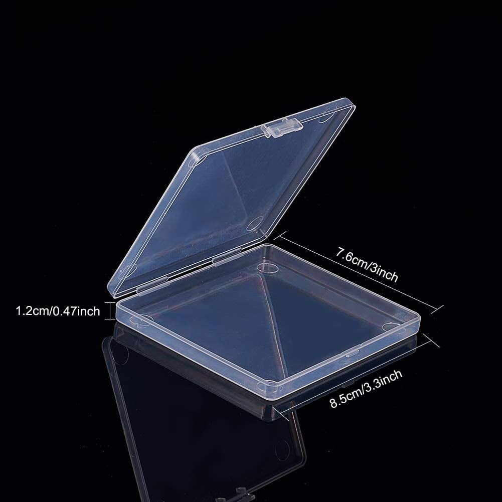 18 Pack Rectangle Clear Plastic Bead Storage Containers Box Drawer Organizers with Lid for Beads Cards and Other Craft Accessories - 3.3x3x0.47 Inches Clear