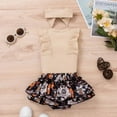 thumbnail image 4 of Lilgiuy Newborn Baby Girl Clothes Stripe Romper Sleeveless Dress Cute Lace Ruffles Bodysuit Toddler Baby Girl Summer Outfits for Shopping (Beige,3-6 months), 4 of 5