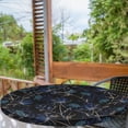 thumbnail image 2 of Ambesonne Night Jungle Fitted Round Tablecloth, Dreamy Nostalgic Bloom, 56"- 60" Diameter, Dark Indigo and Pale Camel, 2 of 5