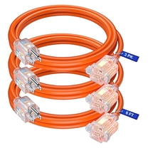 Extension Cord 6 Feet (3 Pack) Heavy Duty Outlet Saver, ETL Listed, 16AWG/13A, 3 Prong - Clear Lighted Female End, Orange