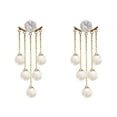 thumbnail image 2 of QQTDFG Fashion 925 Silver Women White Pearl Wedding Drop Earrings Two Tone Jewelry-#2, 2 of 3