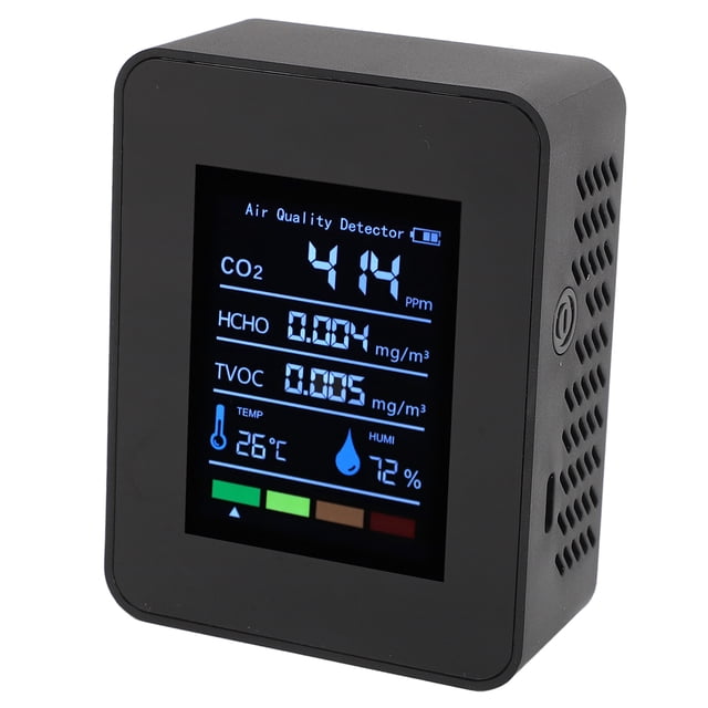 Monitor De Aire 5 En 1, Medidor De CO2/HCHO/TVOC/temperatura/humedad, Detector Inteligente De Aire Con Pantalla A Color, Para El Hogar, Oficina, Escuela