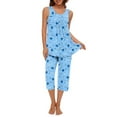 thumbnail image 3 of Ydojg Cute Pajamas Set For Women Sleepwear Soft Sleeveless Tank Top Capri Pants With Pocket Loungewear Sets Pajamas Sets Sky Blue S, 3 of 8