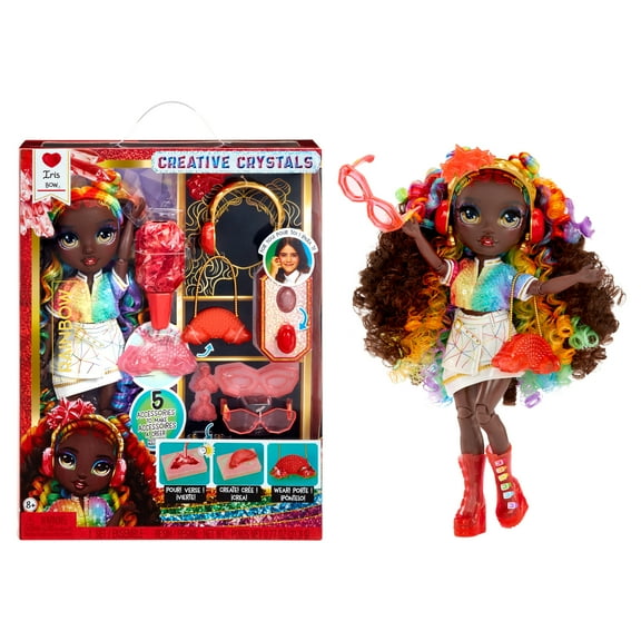 Rainbow High Creative Crystals Iris - Rainbow 11” Doll with Crystal Accessory Make It Kit, Ring for You, Resin, Kids Gift 8 