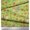 thumbnail image 2 of Soimoi Green Velvet Fabric Bird & Floral Printed Fabric 1 Yard 58 Inch Wide, 2 of 3