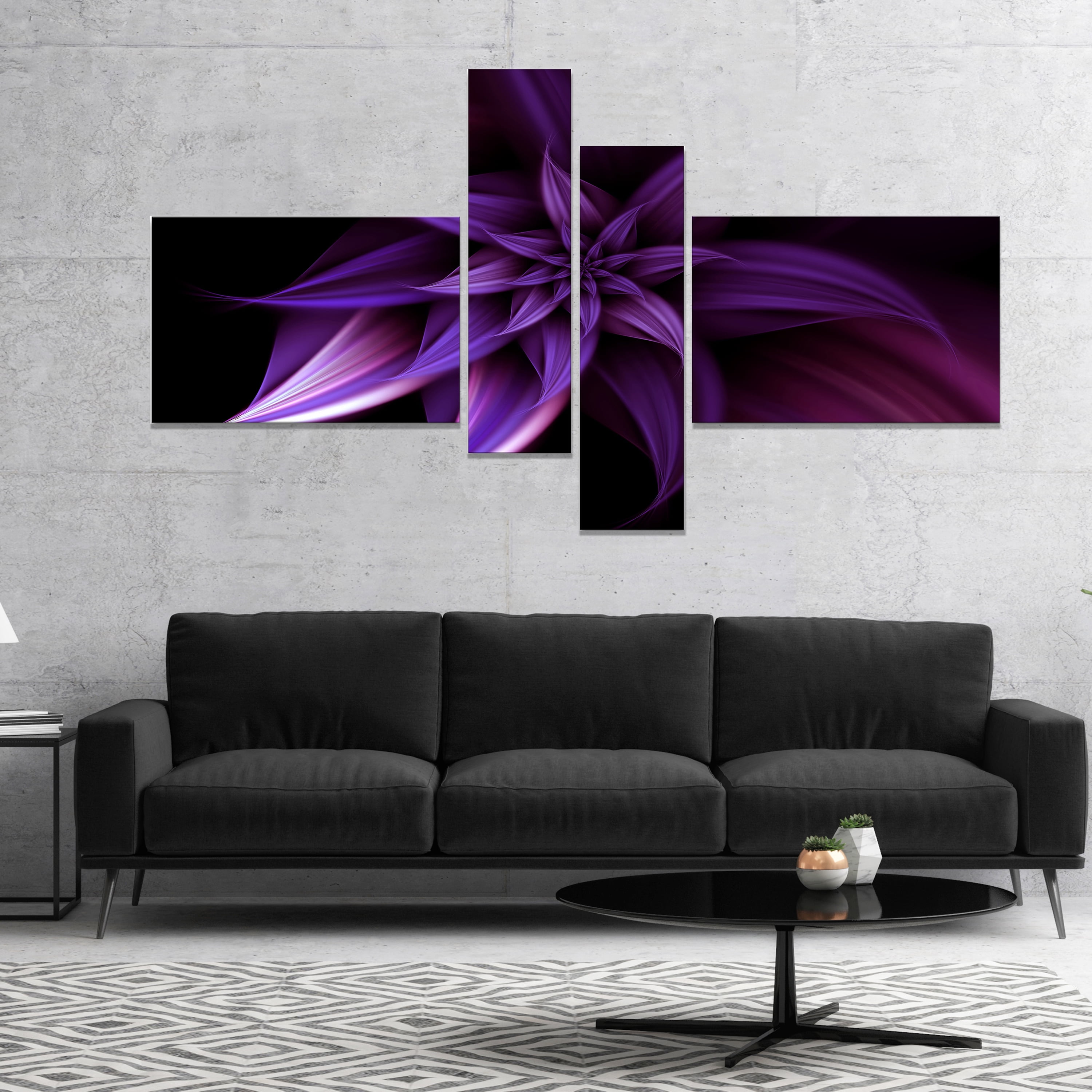 Designart 'Fractal Flower Purple ' Floral Art Canvas Print