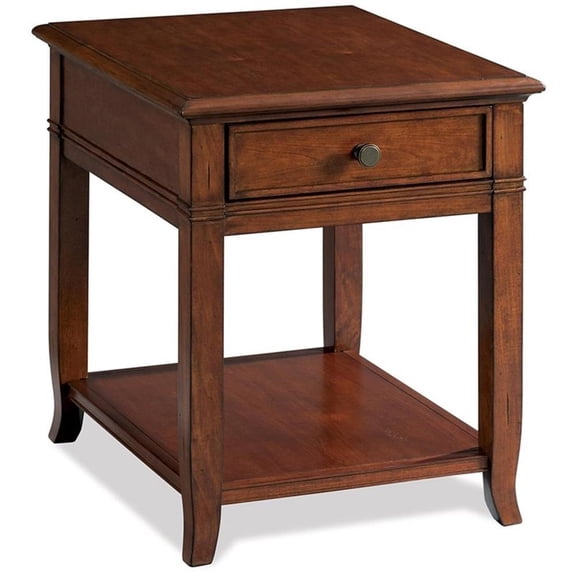 Bowery Hill End Table Nightstand Bedside Square in Wood - Cherry