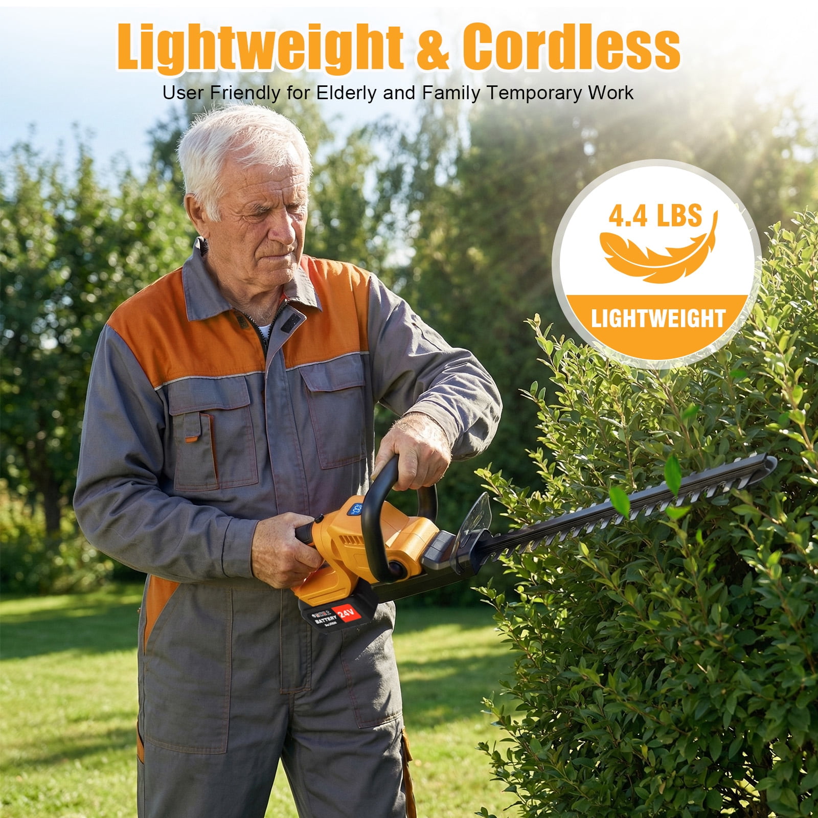 CATGOOD 22" Cordless Hedge Trimmer, with 1000W 24000RPM Motor, 65Mn Steel Blade, 180° Adjustable Head, 2x 4000mAh Batteries 120Min Runtime, Lightweight with Safety Lock for Garden Yard