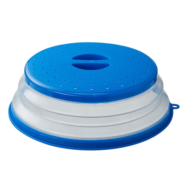 Wosthever 1Pcs Collapsible Microwave Plate Cover Foldable Microwave Covers Splatter Folding Guard Vegetables -proof Cocina y Comedor Azul