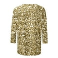 thumbnail image 5 of Women's Summer Sparkle Sequin Tshirt 3/4 Sleeve Casual Crew Neck Dressy Blouses Trendy 2025 Loose Fit Floral Pullover Tops, 5 of 5