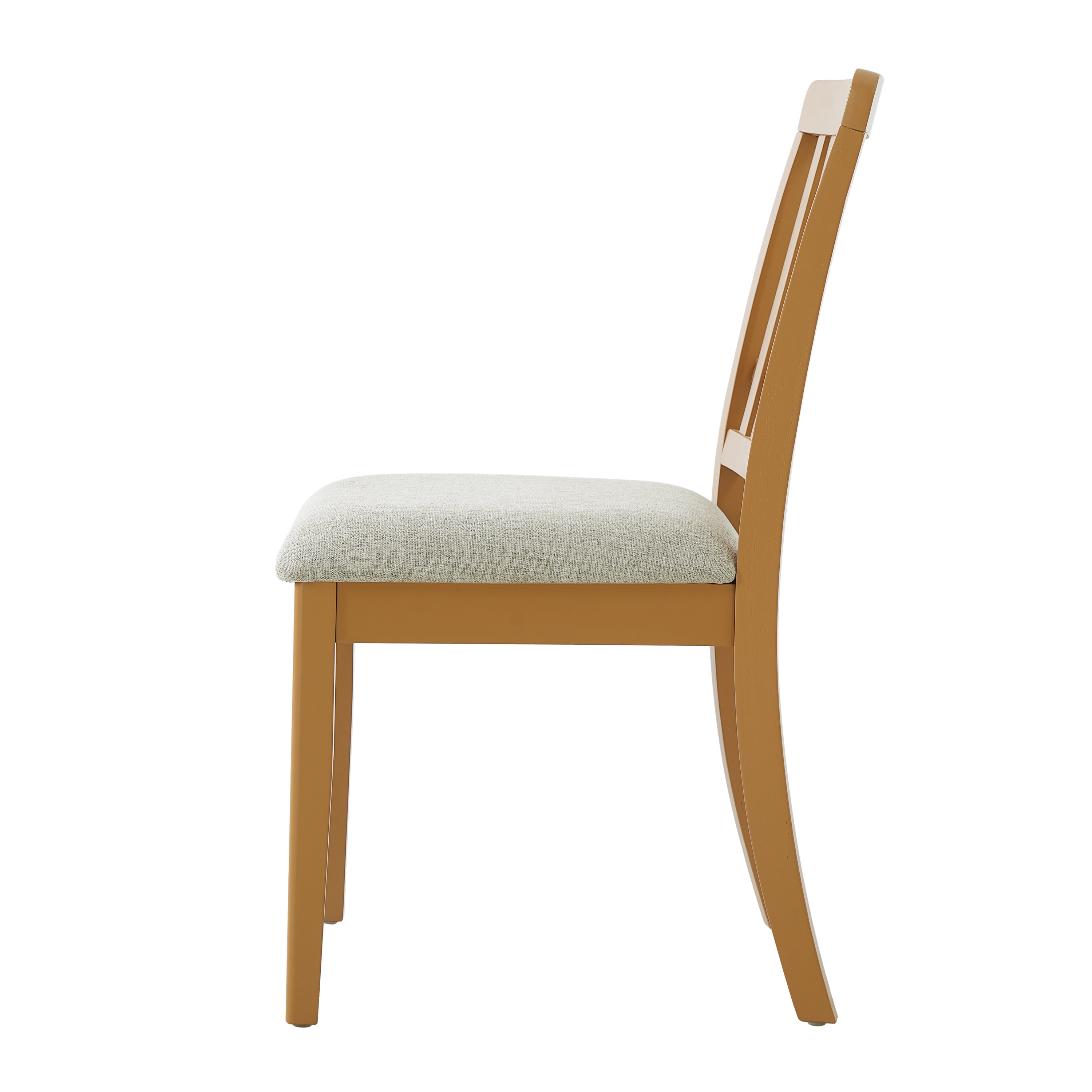 Dining Chair Set of 2, Curved Wood Backrest with Gray Fabric Seat for Dining Room Apartment, Light Brown