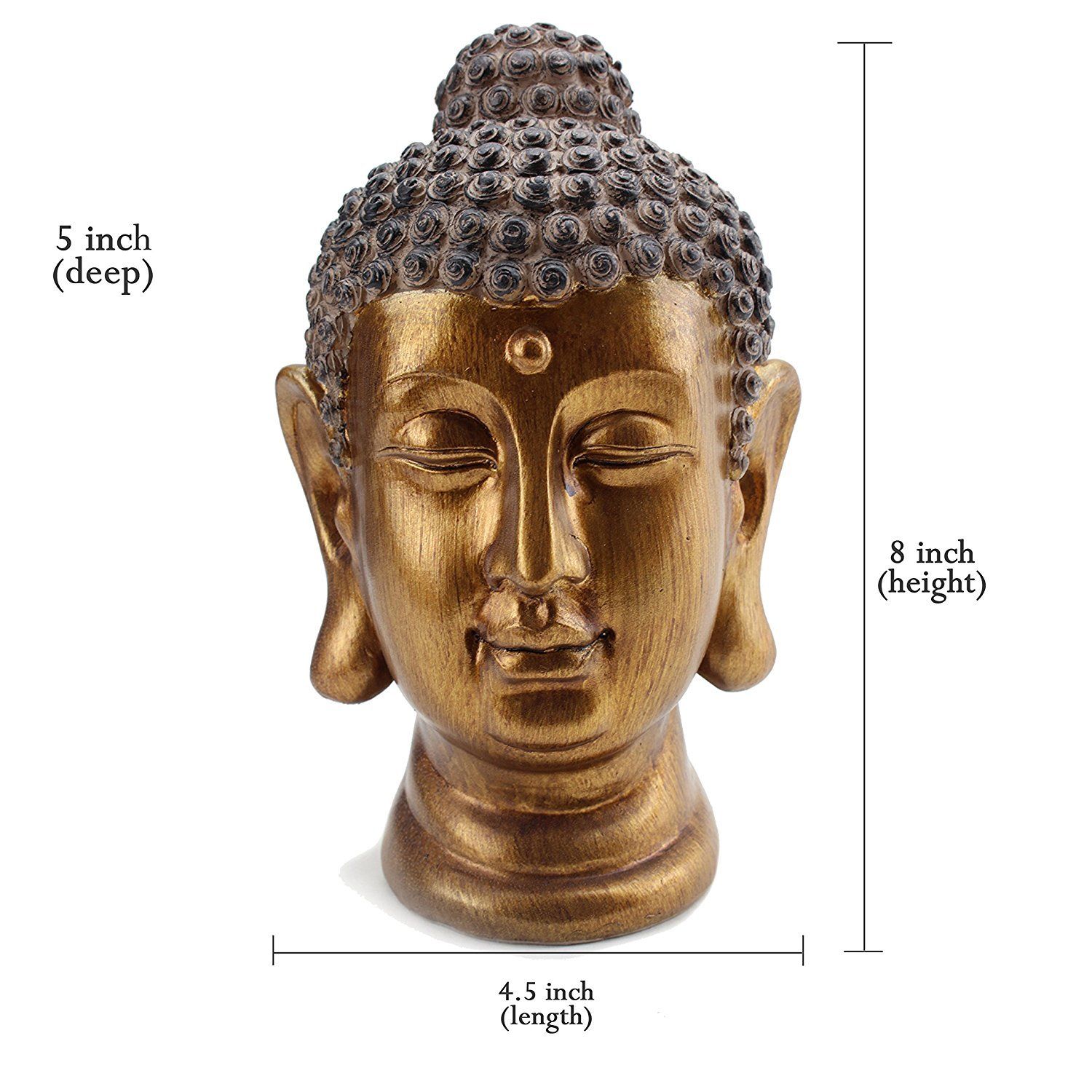 Smiling Meditating Buddha Shakyamuni Head Statue 8" Tall Blessing Mercy & Love Peaceful (G16632) Feng Shui Idea