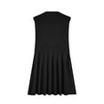 thumbnail image 4 of Summer Dresses for Women 2025, Women Casual Loose Solid Patchwork Pleated Sleeveeless Round Dress(Black,S), 4 of 5