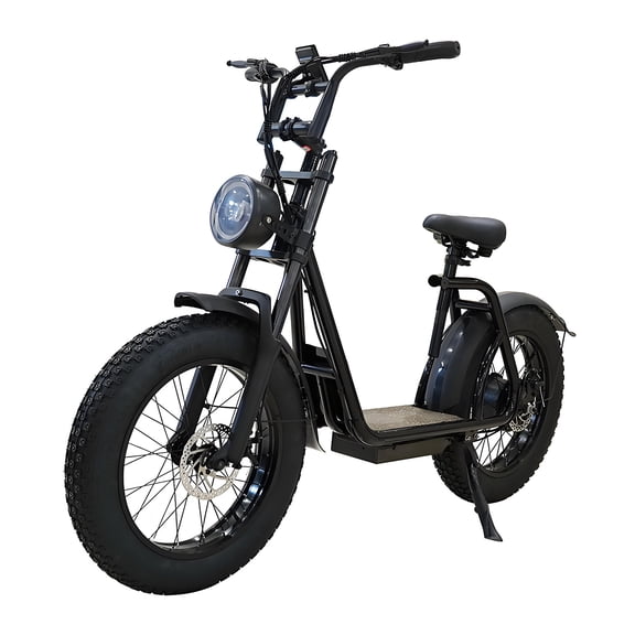 Electric Scooter for Adult 20-inch Fat Tire  E-scooter for City and Mountain Use Black