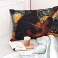 thumbnail image 4 of KLL Starry Night Cat Guitarist Pillow Covers Envelope Closure,Super Soft and Cozy Fuzzy Fleece Pillow Case Cover 20"x30", 4 of 5