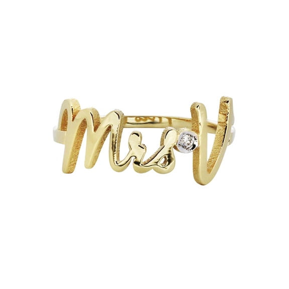 14K Gold Cursive Initial Name Ring | Style #73