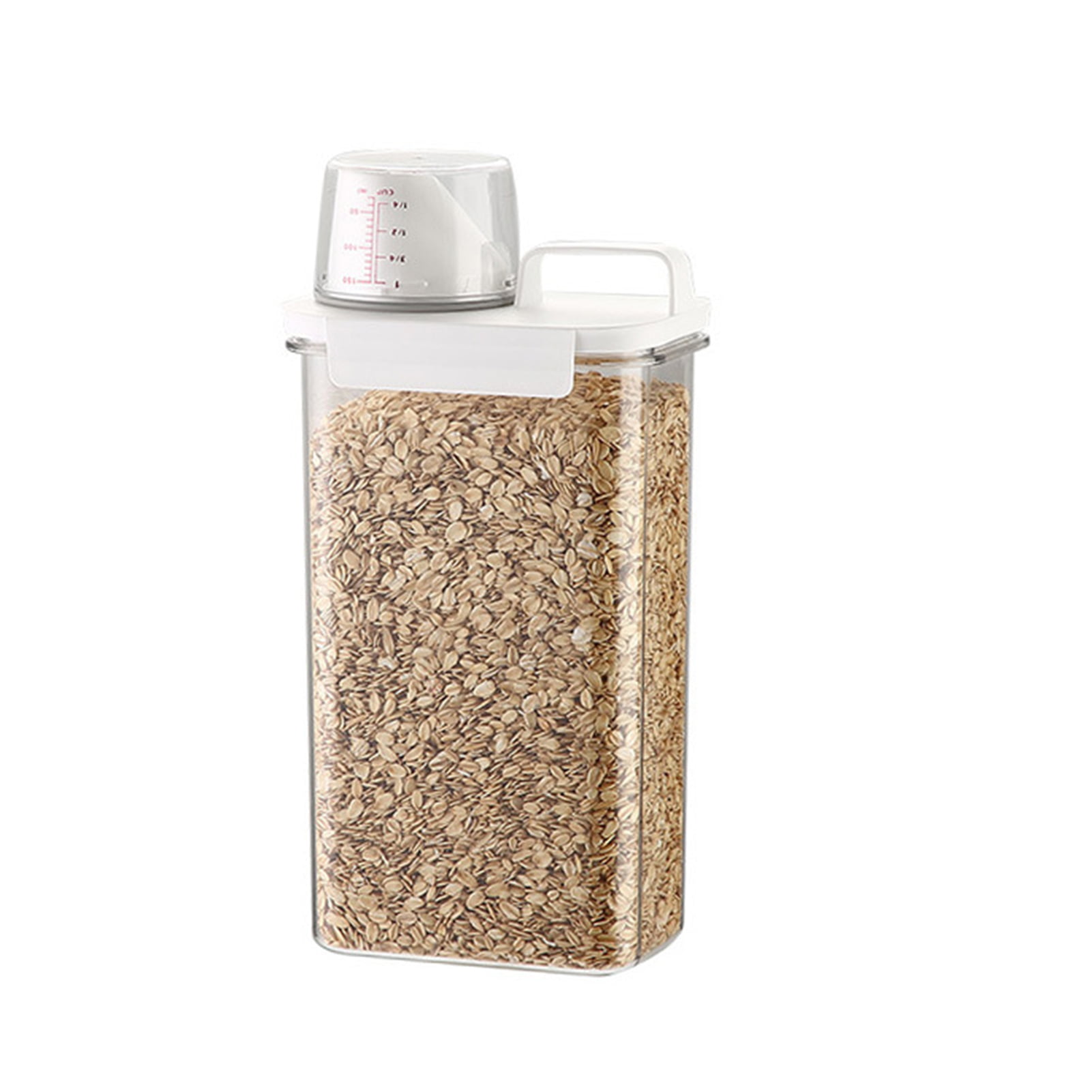 Yesbay 2000ml/2800ml Cereal Storage Box Transparent Large Diameter Sealed Space-Saving Moisture-proof Handle Design Oatmeal Dispenser Food Grain Rice