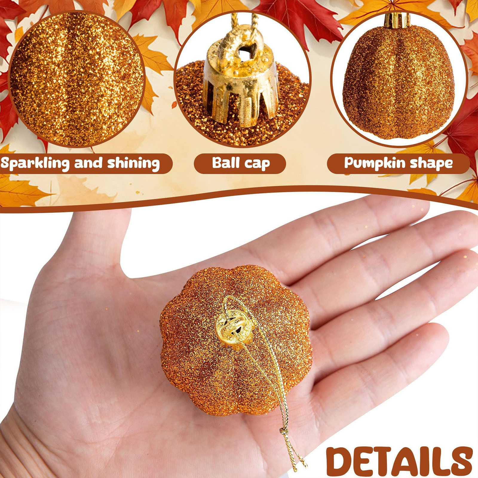 Lot De 6 Boules Décoratives Halloween Pour Sapin - Ornements à Suspendre Citrouille Souriante | En Polypropylène, 6x7 Cm