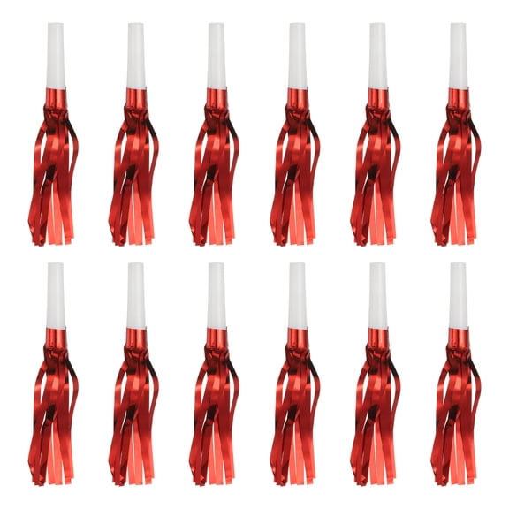 Uxcell 48 Pcs Fringed Noise Makers, Metallic Fringe Party Blowers Party Favors for Sports Events Birthday Parties Graduation Ceremonies Christmas New Year Gift Decorations, Red