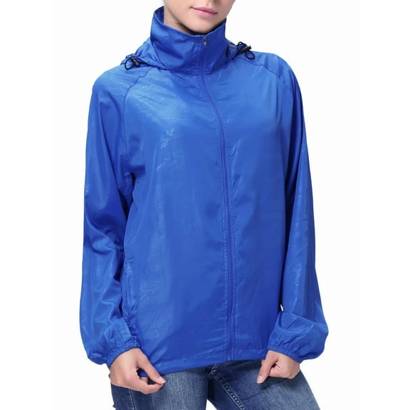 Rain Jackets for Women Waterproof Windbreaker Lightweight Rain Coats with Hood, Blue, S