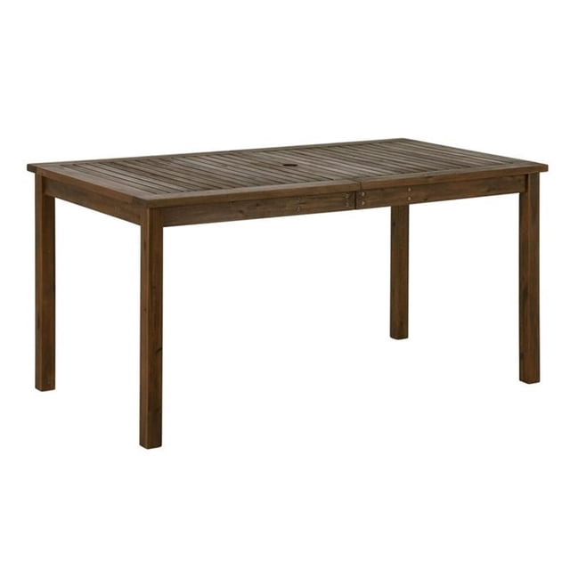 Pemberly Row Acacia Wood Patio Dining Table in Dark Brown
