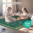 thumbnail image 4 of ODIKA 4'x6' Machine Washable Non-Slip Area Rug, Artful Insect Flora Motif High Traffic Rug with Pad, Green, 5326, 4 of 8