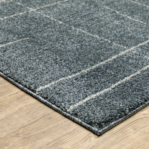 6' X 9' Blue And Grey Geometric Power Loom Stain Resistant Area Rug