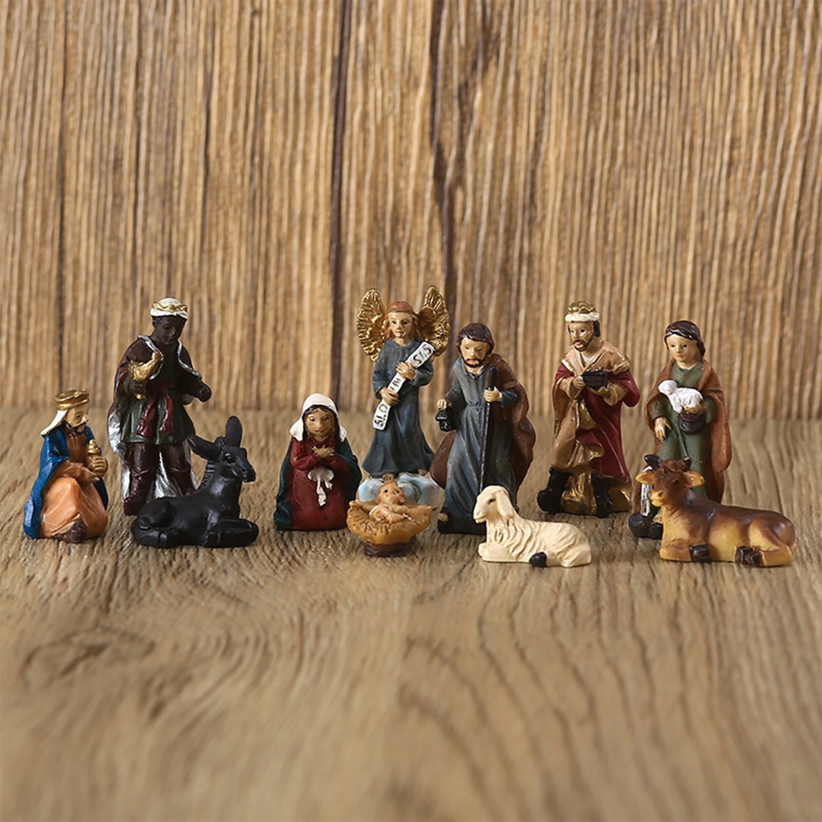 Dengmore Nativity Scene Nativity Sets For Christmas Indoor Black Metal Nativity Set With Wood Base People Nativity Set Tree Nativity For Christmas Table Decoration