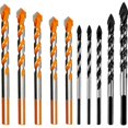 thumbnail image 1 of Broca para mampostería 10 piezas Brocas de carburo de tungsteno compatibles con brocas profesionales para azulejos, compatibles con vidrio, metal, acero, cerámica, porcelana, 1 of 5