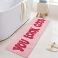 thumbnail image 5 of 20"x60" "You Look Good" Bath Mat- Non-Slip Long Runner Rug - Soft and Absorbent Chic Bathroom Decor for Bathtub, Laundry Room,Bedroom, and Shower-Pink, 5 of 8